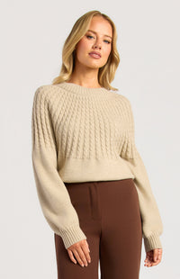 Gradient Cable Knit Top - Brown Marl