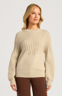 Gradient Cable Knit Top - Brown Marl