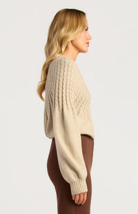 Gradient Cable Knit Top - Brown Marl