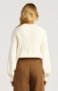 Gradient Cable Knit Top - White