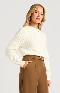 Gradient Cable Knit Top - White