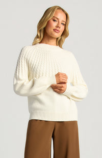 Gradient Cable Knit Top - White