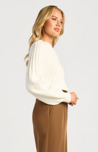 Gradient Cable Knit Top - White