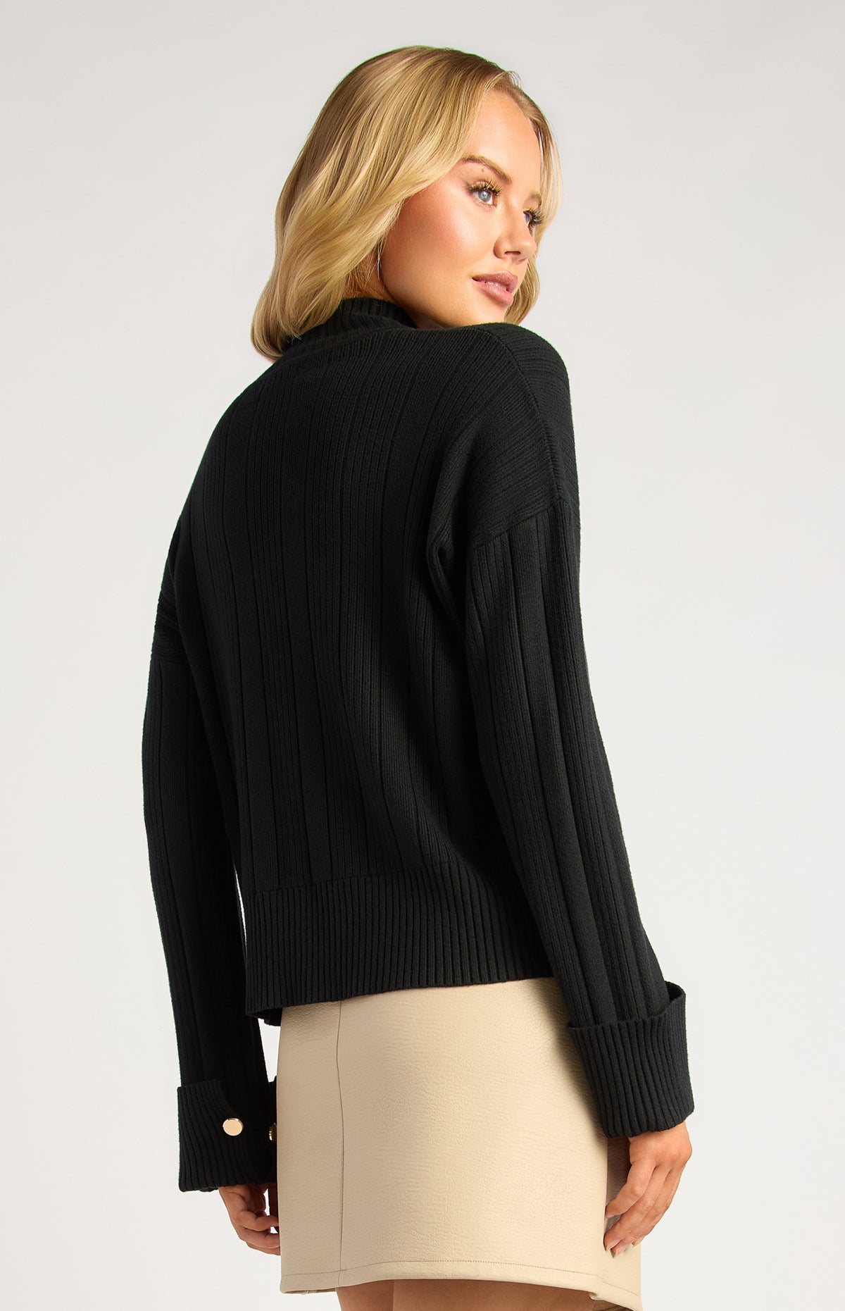 Lilu Long Sleeve Knit Top - Black