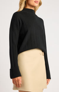 Lilu Long Sleeve Knit Top - Black
