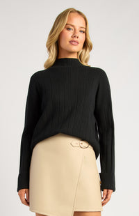 Lilu Long Sleeve Knit Top - Black