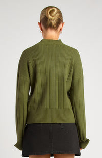 Lilu Long Sleeve Knit Top - Olive