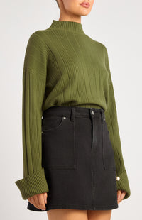 Lilu Long Sleeve Knit Top - Olive
