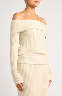 Lucah Top & Maxi Skirt Knit Set - Bone