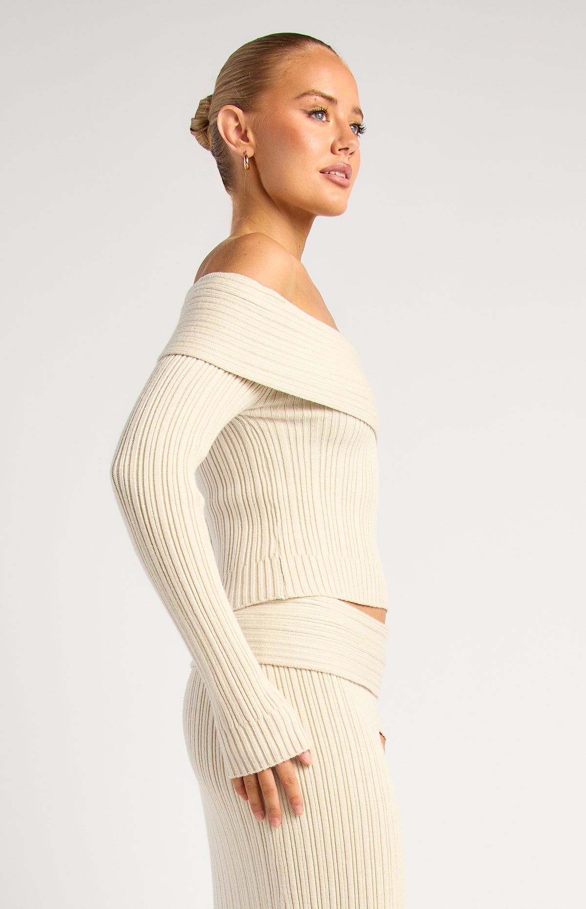 Lucah Top & Maxi Skirt Knit Set - Bone