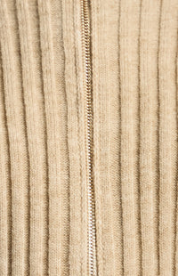 Fiori Two-Way Zip Knit Top - Brown