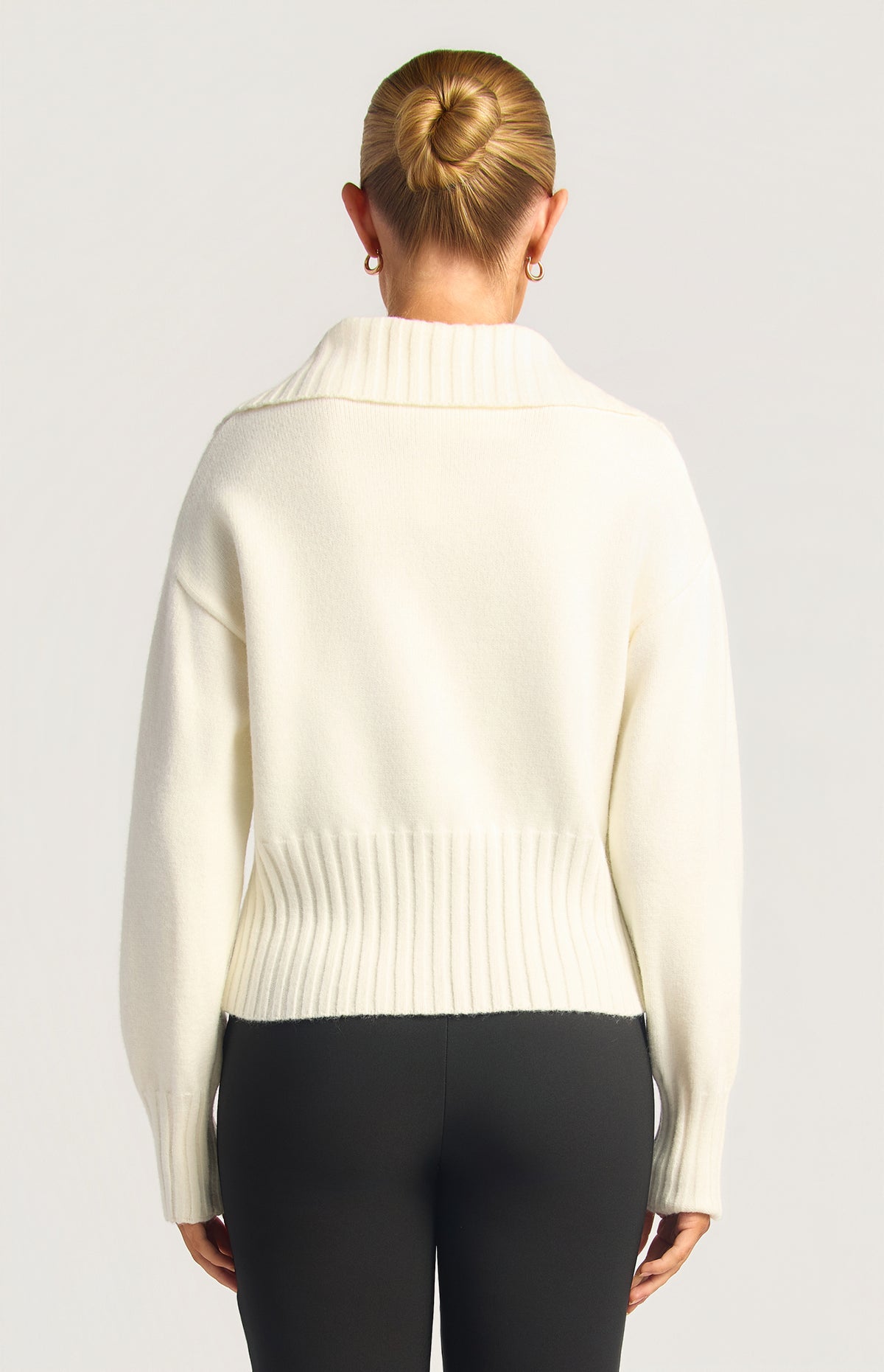 Fiori Two-Way Zip Knit Top - White
