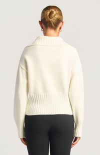 Fiori Two-Way Zip Knit Top - White