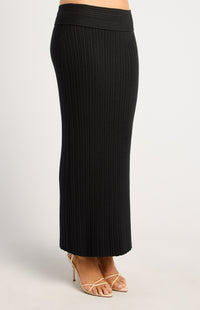 Lucah Top & Maxi Skirt Knit Set - Black