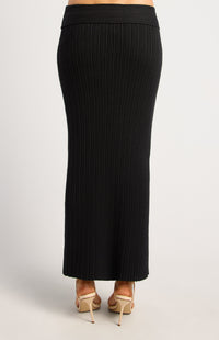 Lucah Top & Maxi Skirt Knit Set - Black