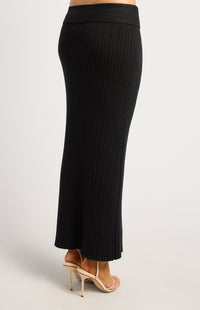 Lucah Top & Maxi Skirt Knit Set - Black