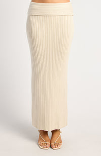 Lucah Top & Maxi Skirt Knit Set - Bone