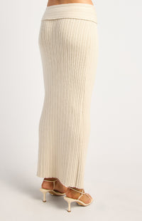 Lucah Top & Maxi Skirt Knit Set - Bone
