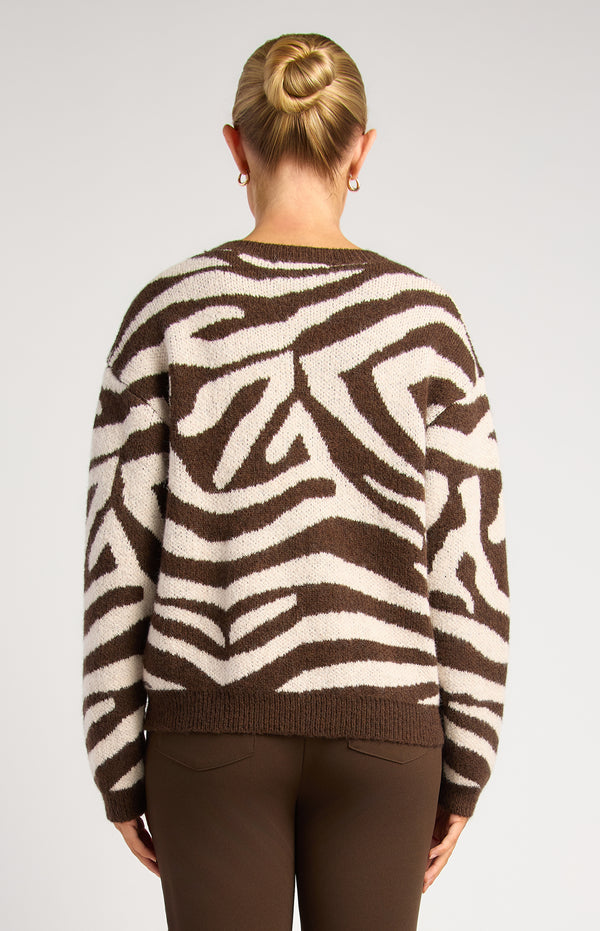 Pia Buton-Up Cardigan - Zebra
