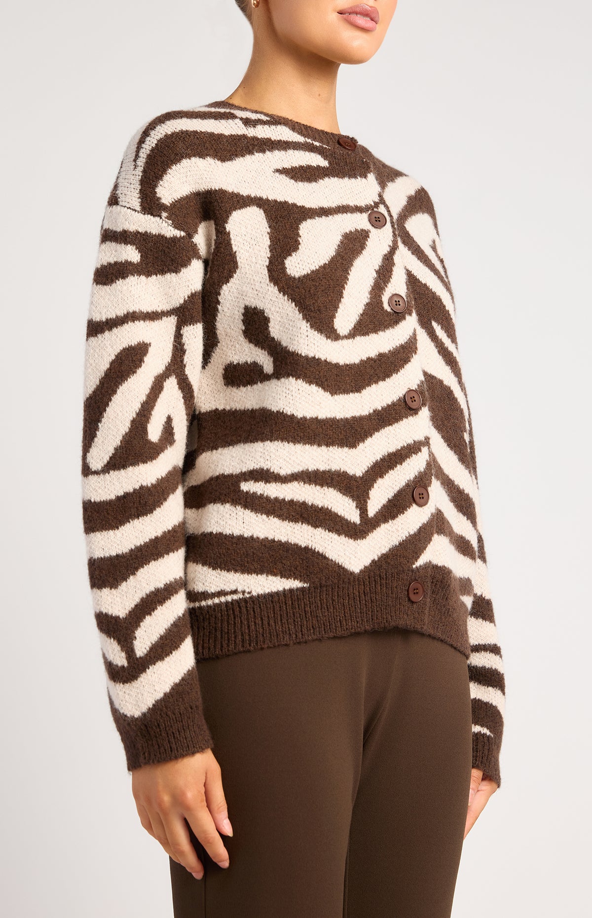 Pia Buton-Up Cardigan - Zebra