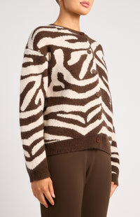 Pia Buton-Up Cardigan - Zebra