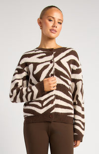 Pia Buton-Up Cardigan - Zebra