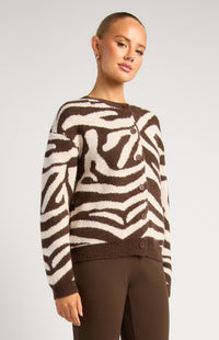Pia Buton-Up Cardigan - Zebra