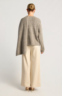 Zoelyn Shawl Wrap Knit Sweater - Grey