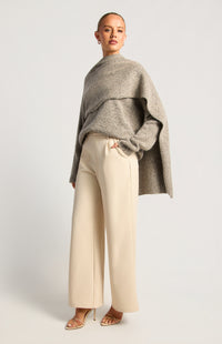 Zoelyn Shawl Wrap Knit Sweater - Grey