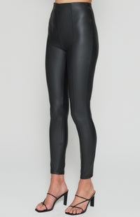 Ashbrook Faux Leather, Fitted Pants - Black