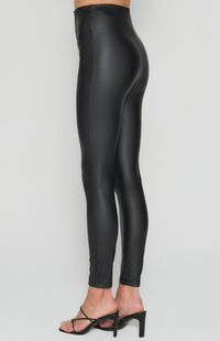 Ashbrook Faux Leather, Fitted Pants - Black