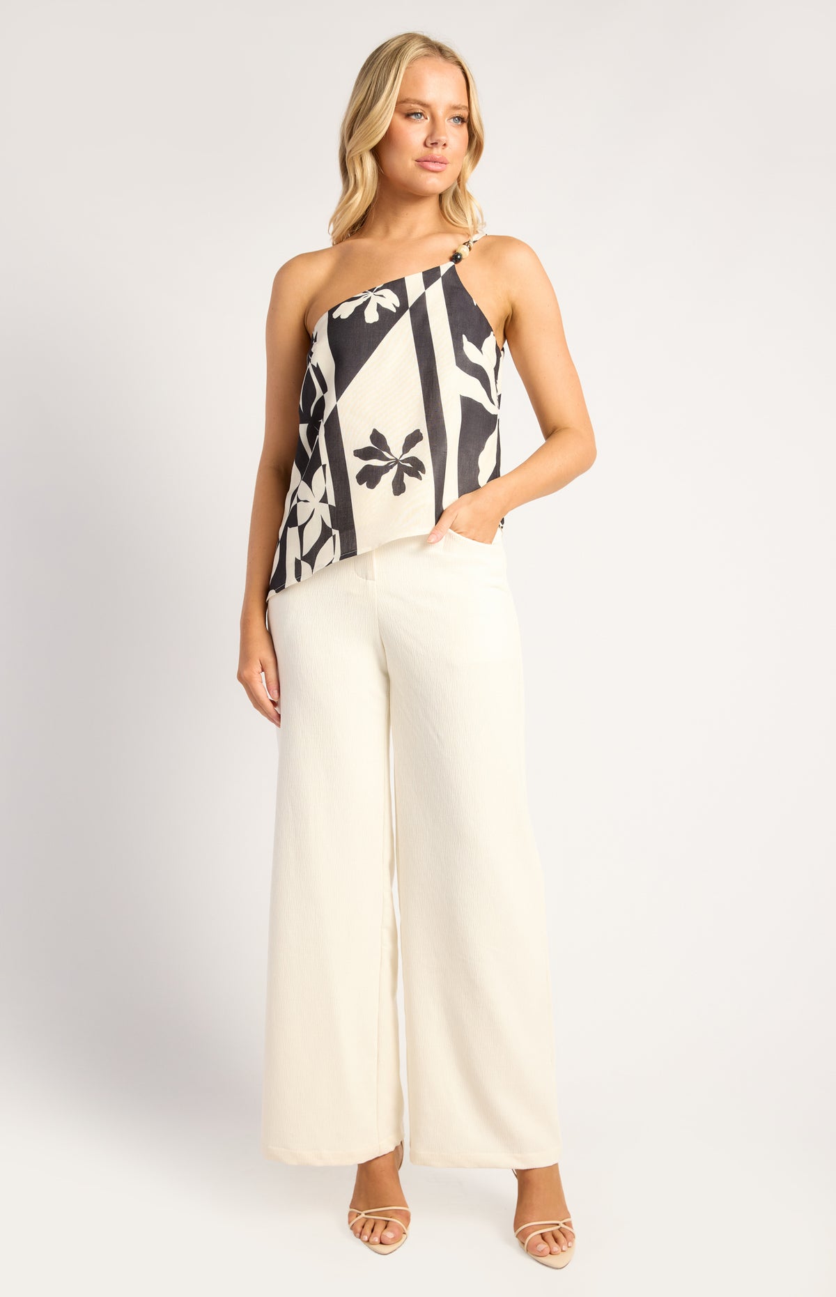 Abril High Waisted Pants - White