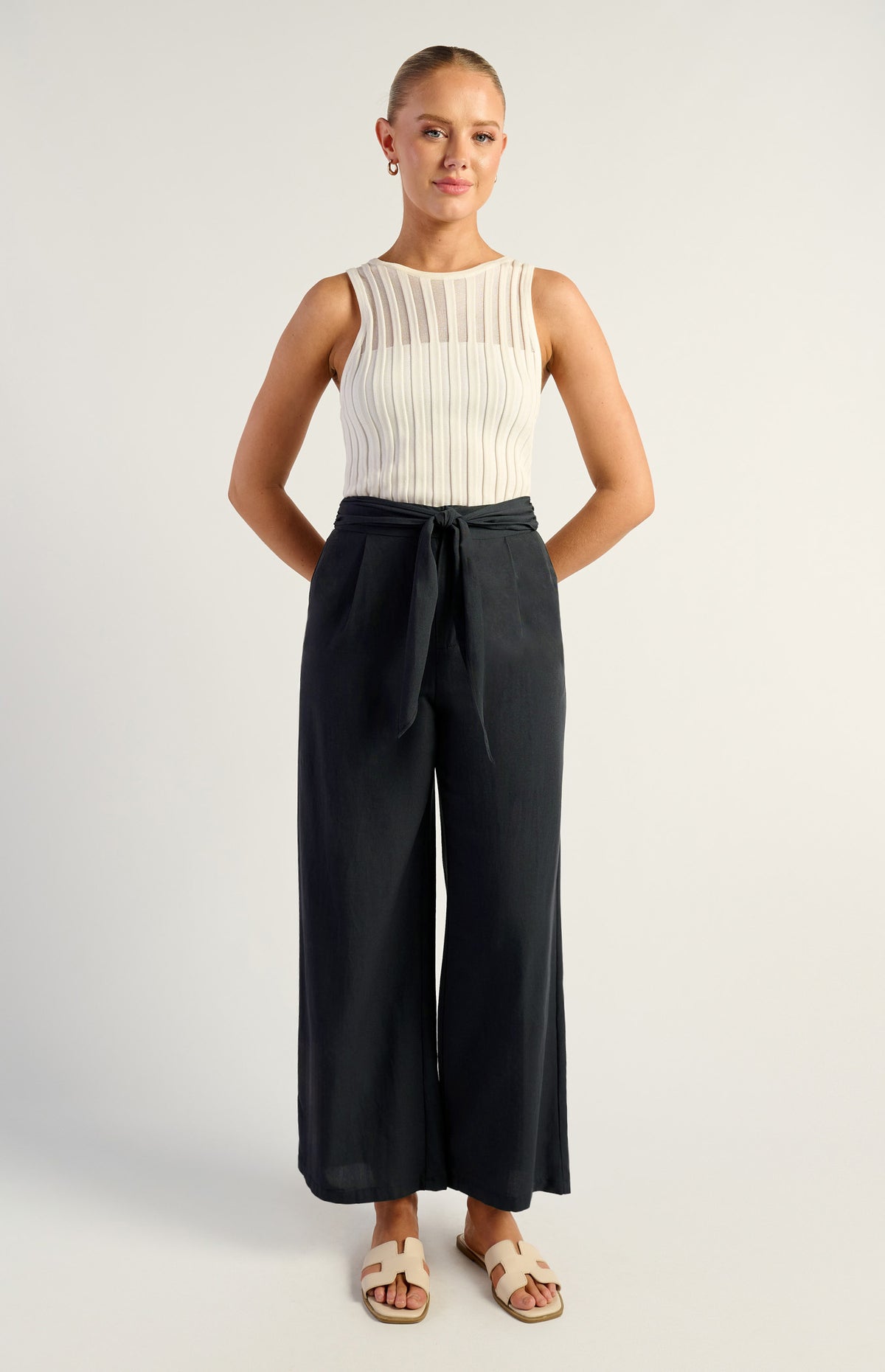 Thomas Wide Leg Pants - Navy