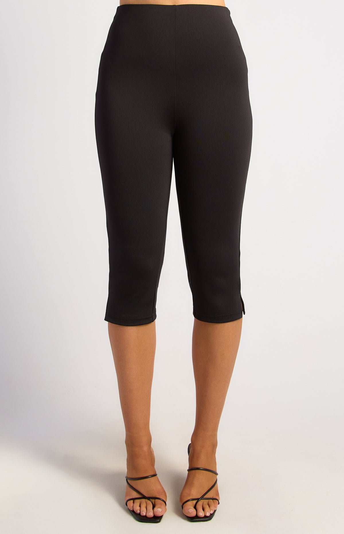 Liona Side Split Capri Pants - Black
