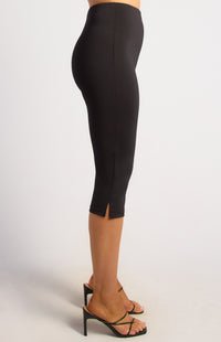 Liona Side Split Capri Pants - Black