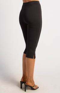 Liona Side Split Capri Pants - Black