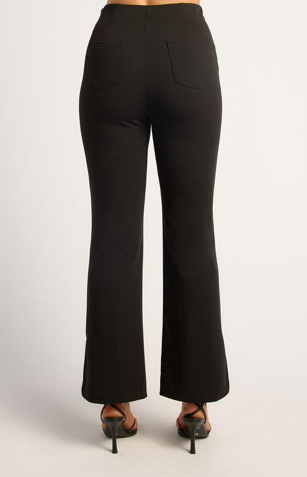 Mindie Side Split Pants - Black