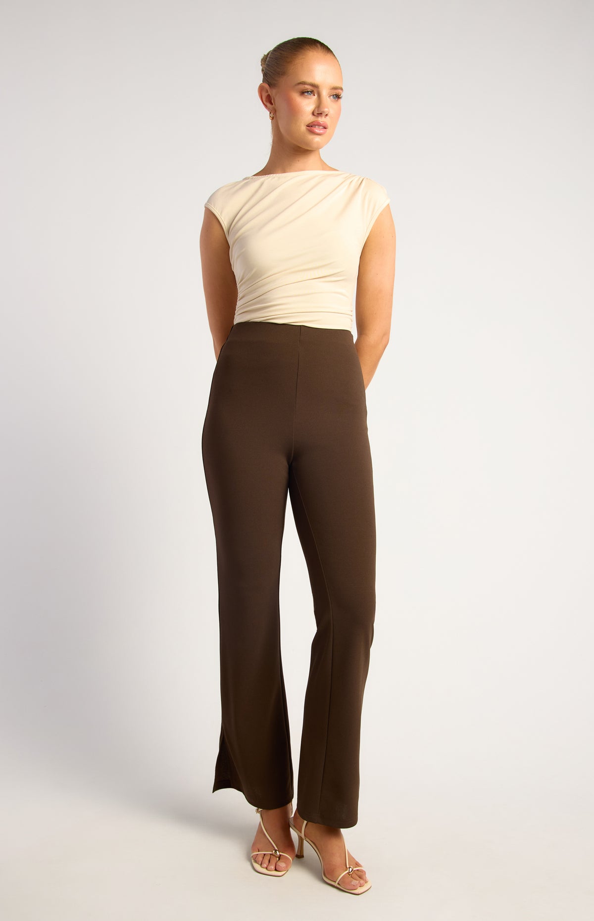 Mindie Side Split Pants - Espresso