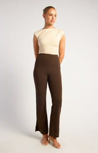 Mindie Side Split Pants - Espresso
