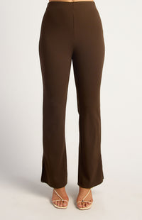 Mindie Side Split Pants - Espresso