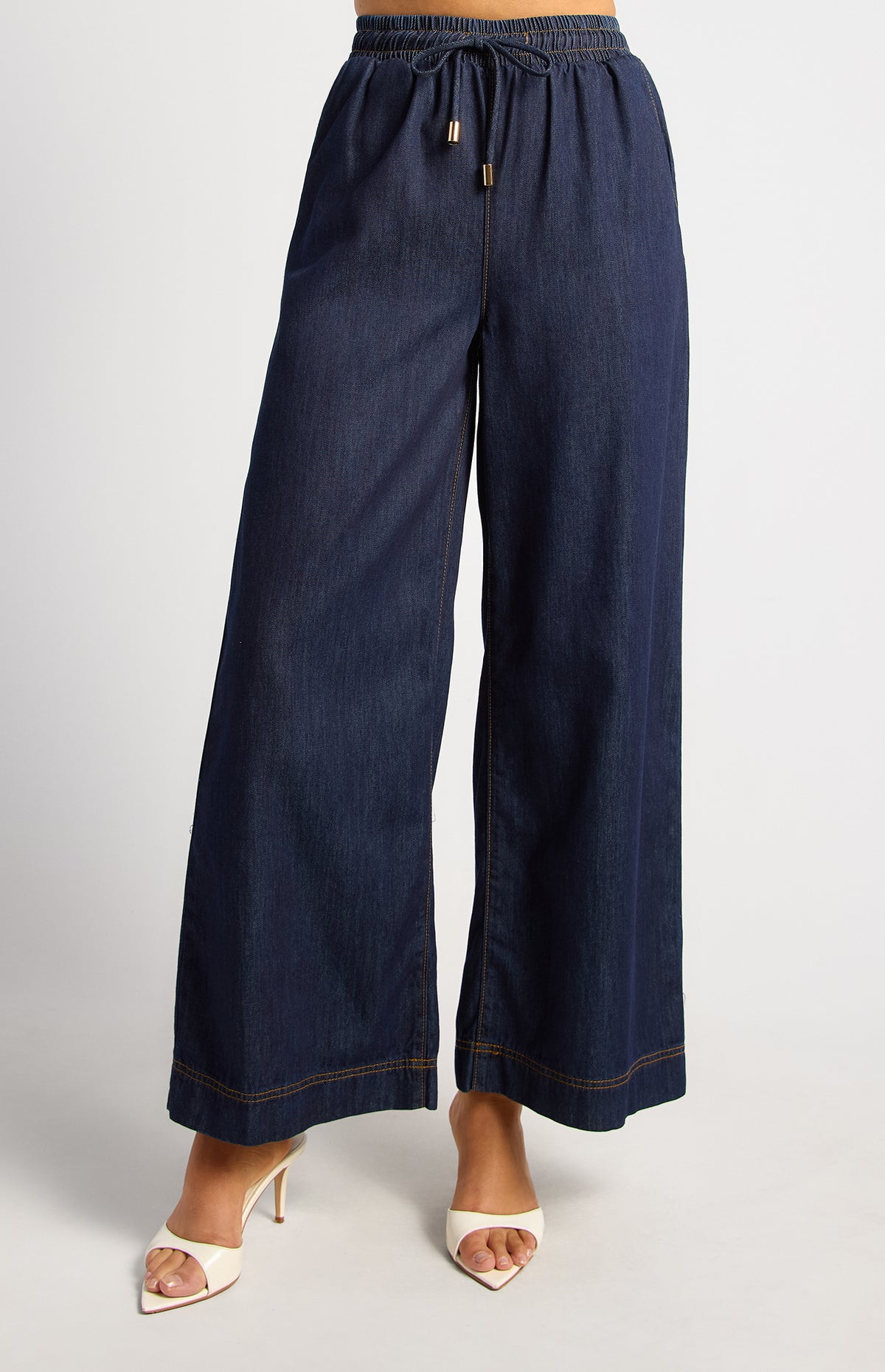 Angelina Chambray Pants - Dark Blue