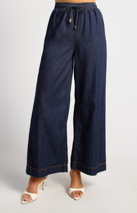 Angelina Chambray Pants - Dark Blue