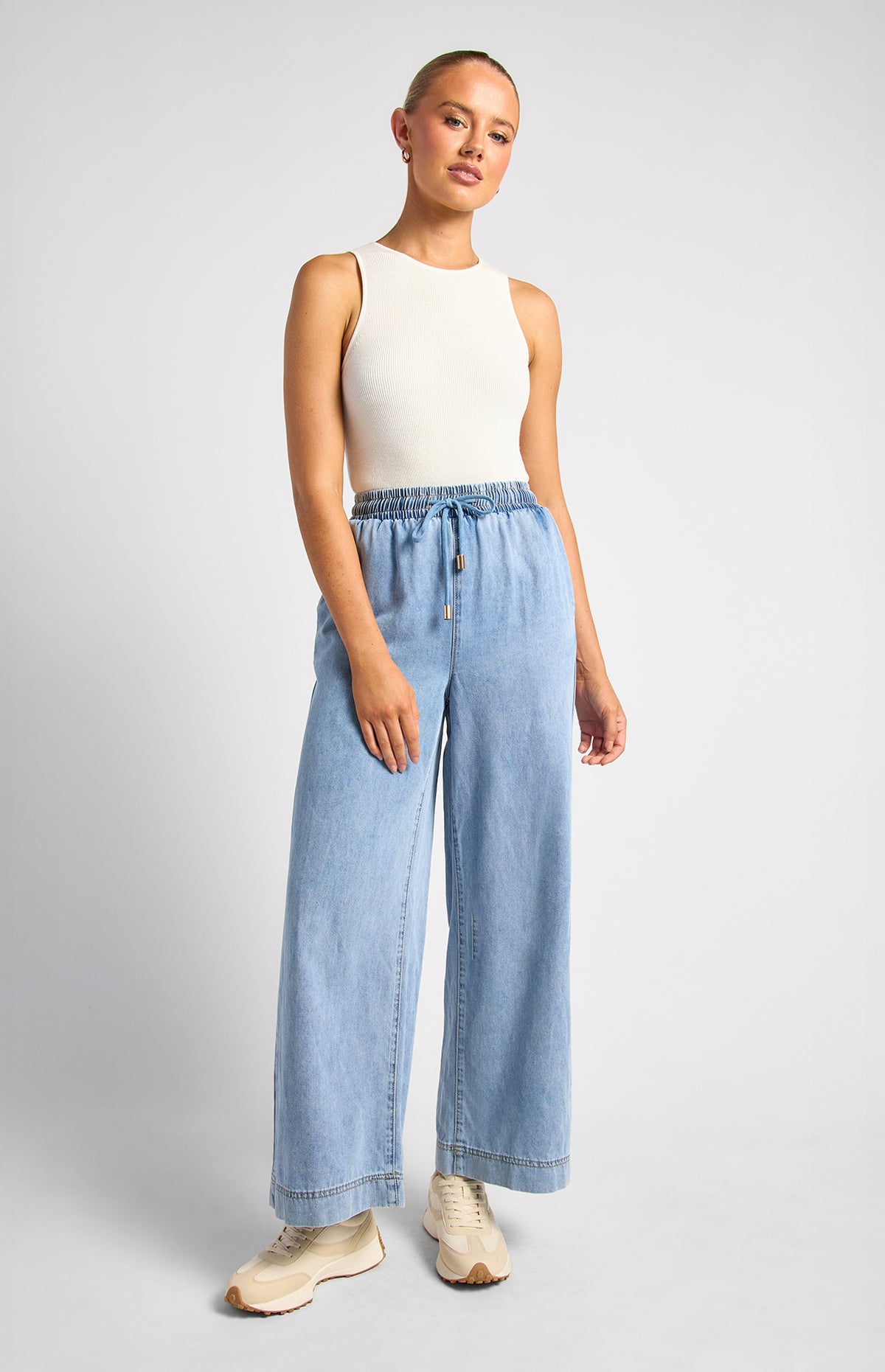 Angelina Chambray Pants - Light Blue