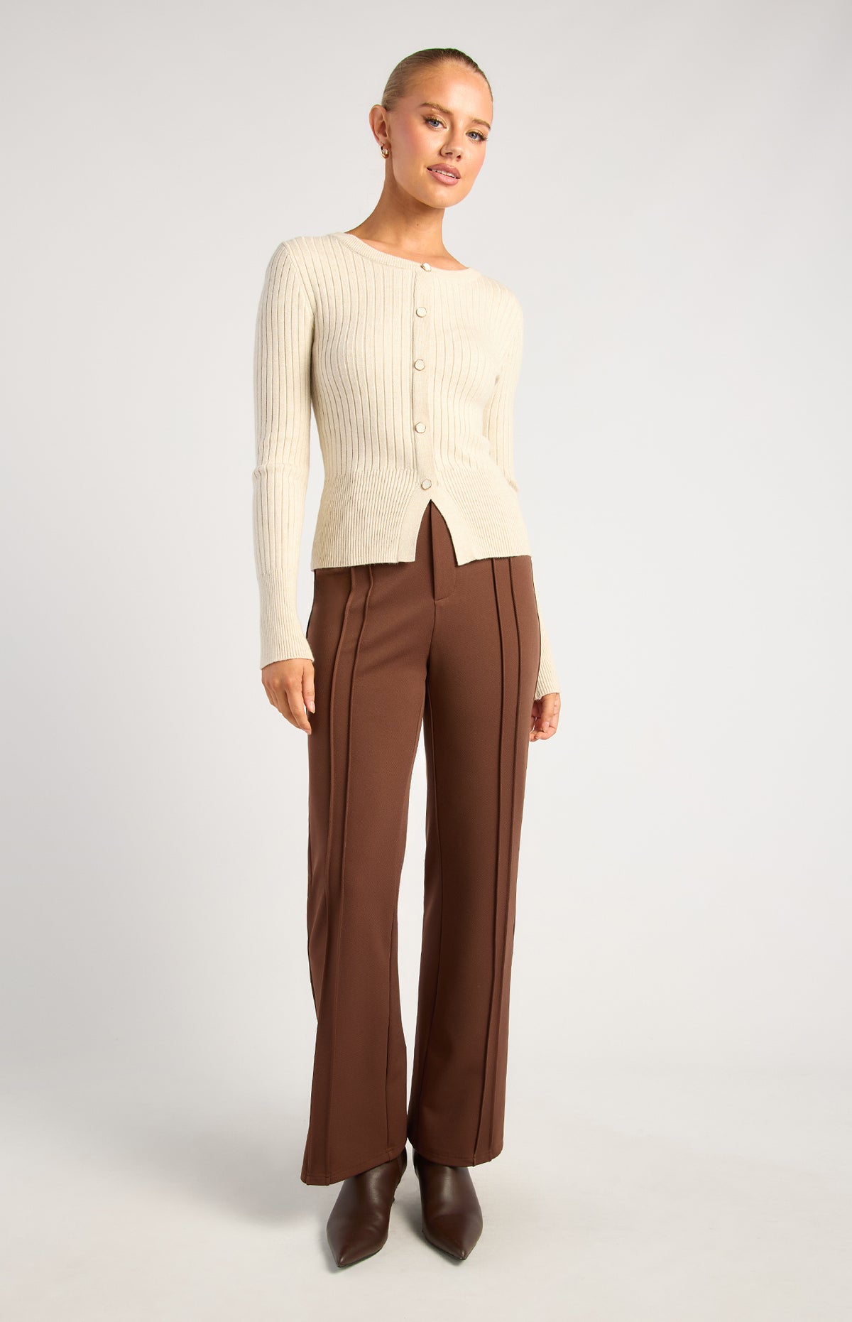 Haylie High Waisted Pants - Chocolate