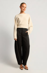 Sakia High Waisted Barrel Pants - Black