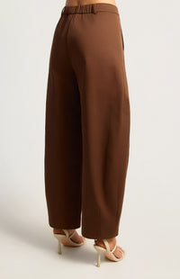 Sakia High Waisted Barrel Pants - Chocolate
