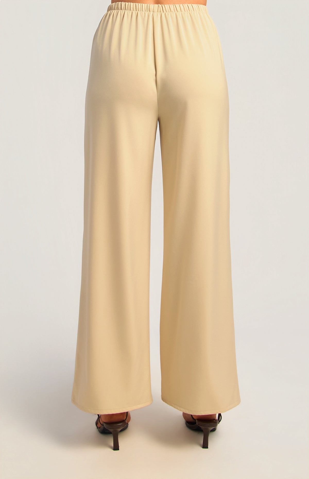 Dealia Wide Leg Satin Pants - Cream