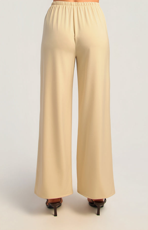 Dealia Wide Leg Satin Pants - Cream