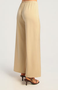 Dealia Wide Leg Satin Pants - Cream