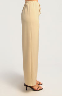 Dealia Wide Leg Satin Pants - Cream